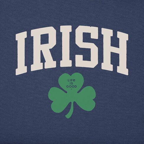Life is Good. Men's Irish Clover Short Sleeve Crusher Tee, Darkest Blue in Saudi Arabia