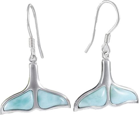 Gorgeous Hawaiian Genuine Larimar Whale Tail Earring, Sterling Silver Larimar Whale Tail Dangle Earring, E8477A in Saudi Arabia