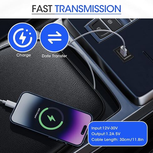 USB Port Car Charger for Toyota, 34 * 23mm Square Vehicle Power Socket Adapter, Panel Flush Mount Extension Cable for Camry RAV4 Corolla Highlander, Car Dash Port for iOS Android (1) in Kuwait