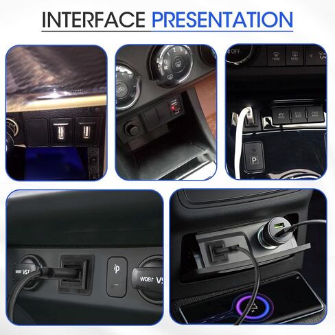 USB Port Car Charger for Toyota, 34 * 23mm Square Vehicle Power Socket Adapter, Panel Flush Mount Extension Cable for Camry RAV4 Corolla Highlander, Car Dash Port for iOS Android (1) in Kuwait