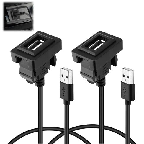 USB Port Car Charger for Toyota, 34 * 23mm Square Vehicle Power Socket Adapter, Panel Flush Mount Extension Cable for Camry RAV4 Corolla Highlander, Car Dash Port for iOS Android (1) in Kuwait