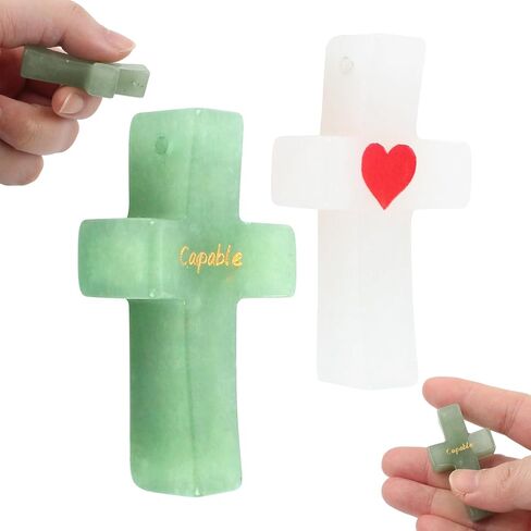 عبور قلبي قلق حجر هدية تشجيعية حجر جيب النخيل لتخفيف التوتر الصلبان هدية دينية مسيحية هدية للعطلات والصلاة للأطفال والكبار in Kuwait