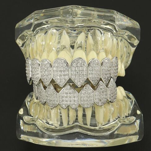 مغني الراب الرجال والنساء وهمية Grillz مصاص دماء الأسنان الفضة مشاوي لأسنانك الماس Grillz للنساء 14K مطلية بالذهب مثلج خارج الهيب هوب الأسنان الرجال زي تأثيري قضبان صب إضافية، اكسسوارات زي مصاص دماء in Saudi Arabia