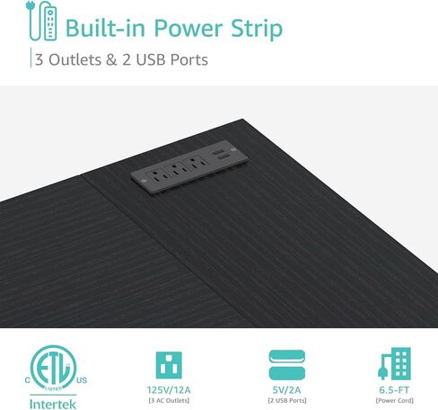 Lufeiya L Shaped Gaming Desk with Power Outlet, 47 Inch Reversible Corner Computer Desk with Drawers & Storage Shelves for Home Office Bedroom, L-Shaped Teen PC Desks with Fabric Drawer, Black in Kuwait