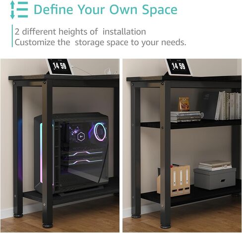 Lufeiya L Shaped Gaming Desk with Power Outlet, 47 Inch Reversible Corner Computer Desk with Drawers & Storage Shelves for Home Office Bedroom, L-Shaped Teen PC Desks with Fabric Drawer, Black in Kuwait