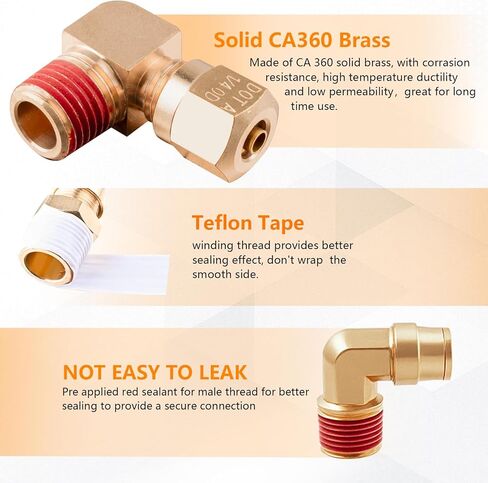 111Pcs Brass DOT Air Brake Line Fittings Assortment,1/4" 1/8" 3/8" 1/2" Quick Connect Hose Fittings DOT Compression Air Nylon Tubing Fittings Assortment Repair Kit for Truck or Industrial Air System in Kuwait