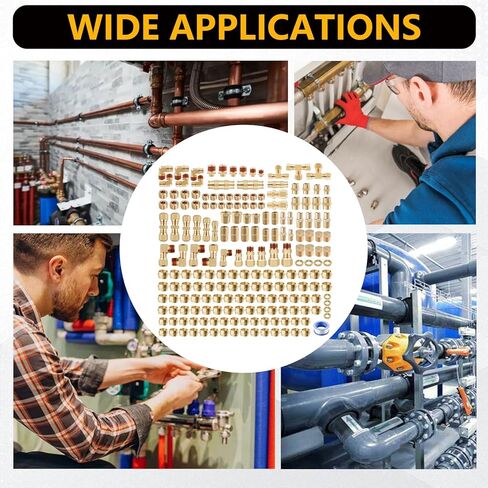 111Pcs Brass DOT Air Brake Line Fittings Assortment,1/4" 1/8" 3/8" 1/2" Quick Connect Hose Fittings DOT Compression Air Nylon Tubing Fittings Assortment Repair Kit for Truck or Industrial Air System in Kuwait