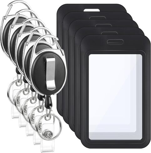 BESARME 2 Set Retractable Badge Holders Heavy Duty Carabiner Badge Reel Retractable Keychain with Tactical ID Card Badge Holders in Saudi Arabia