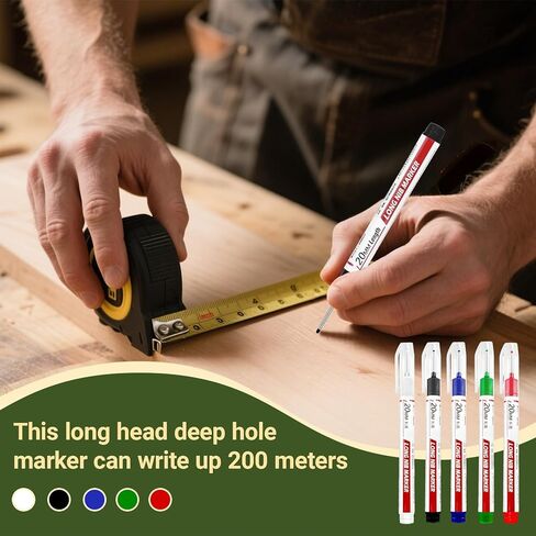 15 PCS Long Head Deep Hole Marker Pens, 20mm Long Nib Marker Quick-drying Waterproof Permanent Markers Pens for Woodworking Carpenter Construction Office in Saudi Arabia
