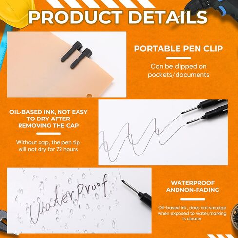 150 Pcs Long Nib Marker Pens Bulk 20mm Deep Hole Markers Quick Dry Waterproof Construction Long Head Mark Pens for Metal, Steel, Tile, Glass, Carpenter Marking Tool, Black in Saudi Arabia