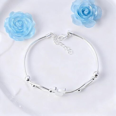 سوار الفأر للنساء أساور الفأرة من الفضة الإسترلينية مع طول سلسلة قابلة للتعديل متألقة وجذابة وجذابة وجذابة على شكل حيوان كرتوني وسوار ساحر للأميرة المحظوظة هدايا للنساء وعيد ميلاد الابنة in Kuwait