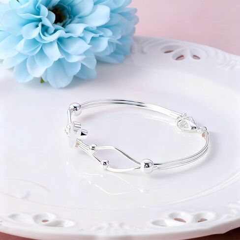 سوار الفأر للنساء أساور الفأرة من الفضة الإسترلينية مع طول سلسلة قابلة للتعديل متألقة وجذابة وجذابة وجذابة على شكل حيوان كرتوني وسوار ساحر للأميرة المحظوظة هدايا للنساء وعيد ميلاد الابنة in Kuwait