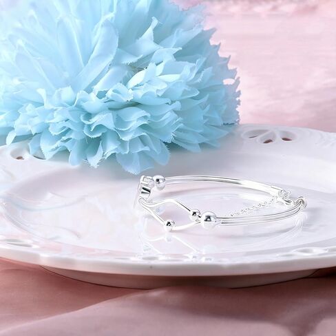 سوار الفأر للنساء أساور الفأرة من الفضة الإسترلينية مع طول سلسلة قابلة للتعديل متألقة وجذابة وجذابة وجذابة على شكل حيوان كرتوني وسوار ساحر للأميرة المحظوظة هدايا للنساء وعيد ميلاد الابنة in Kuwait