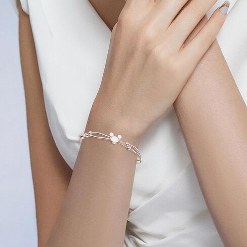 سوار الفأر للنساء أساور الفأرة من الفضة الإسترلينية مع طول سلسلة قابلة للتعديل متألقة وجذابة وجذابة وجذابة على شكل حيوان كرتوني وسوار ساحر للأميرة المحظوظة هدايا للنساء وعيد ميلاد الابنة in Kuwait