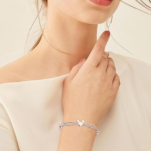 سوار الفأر للنساء أساور الفأرة من الفضة الإسترلينية مع طول سلسلة قابلة للتعديل متألقة وجذابة وجذابة وجذابة على شكل حيوان كرتوني وسوار ساحر للأميرة المحظوظة هدايا للنساء وعيد ميلاد الابنة in Kuwait