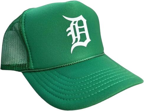 Detroit Old English D Motor City Kelly Green Trucker Hat Mesh Back Adult Size High Crown in Saudi Arabia