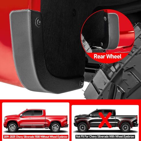 Mud Flap Delete Fit for Chevy Silverado 1500 2019-2025 Accessories,Mud Splash Guards Mudflaps Delete Compatible with Chevrolet Silverado Tire Protector Exterior Fender Front Rear Set in Saudi Arabia