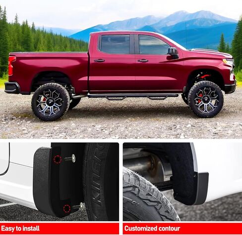 Mud Flap Delete Fit for Chevy Silverado 1500 2019-2025 Accessories,Mud Splash Guards Mudflaps Delete Compatible with Chevrolet Silverado Tire Protector Exterior Fender Front Rear Set in Saudi Arabia