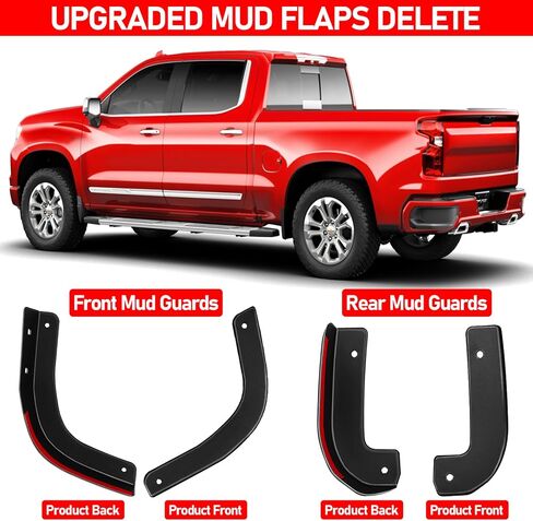Mud Flap Delete Fit for Chevy Silverado 1500 2019-2025 Accessories,Mud Splash Guards Mudflaps Delete Compatible with Chevrolet Silverado Tire Protector Exterior Fender Front Rear Set in Saudi Arabia