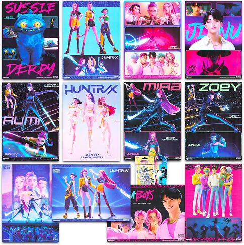 Netflix Kpop Demon Hunters Poster Book - Bundle with 12 Posters Featuring Huntrix & Saja Boys Artwork for Kids Room Decorations Plus Decals | Kpop Demon Hunters Room Decor for Boys, Girls in Saudi Arabia