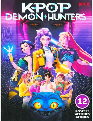 Netflix Kpop Demon Hunters Poster Book - Bundle with 12 Posters Featuring Huntrix & Saja Boys Artwork for Kids Room Decorations Plus Decals | Kpop Demon Hunters Room Decor for Boys, Girls in Saudi Arabia