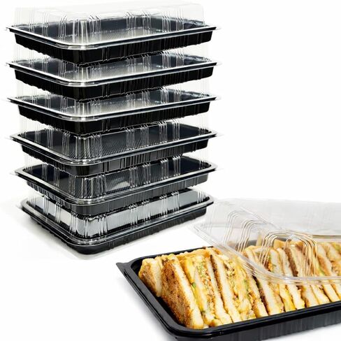 TRAYA Pack of 5 Serving Tray With lid - Reusable Catering Trays with Lids 13inch Long for Meal Prep, Cakes, Treats and Sandwiches (13 * 2.7 * 9.4inch) in Saudi Arabia