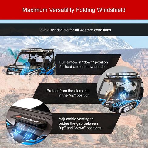 Tusk UTV زجاج أمامي قابل للطي مع ممسحة زجاج أمامي متوافق مع Can-Am Maverick Trail 800/1000 2018-2026/Maverick Sport/Sport Max 2019-2026 in Saudi Arabia