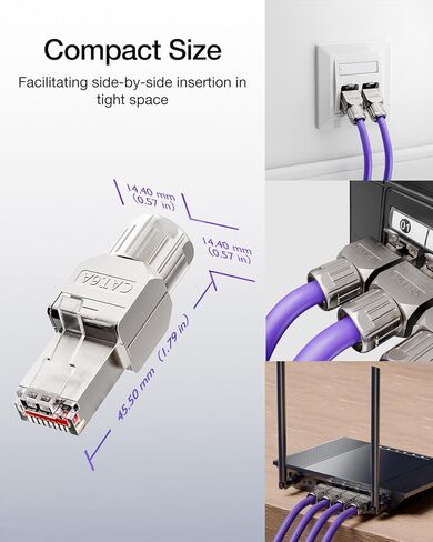 VCELINK RJ45 Toolless Connector, Zinc Alloy Shielded Tool Free Ethernet Plug, Up to 10 Gbps, Support 22 to 24 AWG Network Cable (CAT7, 12-Pack) in Saudi Arabia