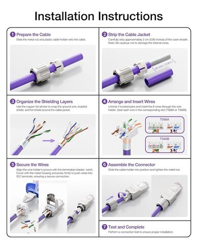VCELINK RJ45 Toolless Connector, Zinc Alloy Shielded Tool Free Ethernet Plug, Up to 10 Gbps, Support 22 to 24 AWG Network Cable (CAT7, 12-Pack) in Saudi Arabia