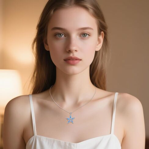 قلادة نجم البحر S925 من الفضة الإسترليني سلتيك نجمة البحر قلادة مجوهرات المحيط هدايا للرجال والنساء in Saudi Arabia