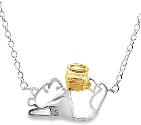 Disney Winnie-the-Pooh Two-Tone Open Pendant Necklace Officially Licensed | Brass with Sterling Silver Plate | Pendant Necklaces | 16in Length + 2in Extender in Saudi Arabia