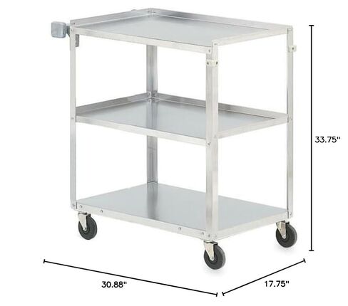عربة أدوات من الفولاذ المقاوم للصدأ Vollrath 97126 - 3 أرفف متوسطة التحمل بسعة 400 رطل، أرفف 27 بوصة عرض × 17-3/4 بوصة عمق in Saudi Arabia