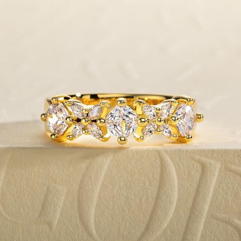 Cubic Zirconia Half Eternity Rings CZ Wedding Bands 5A Grade D Color Lab Grown Diamond Stackable Anniversary Band Ring for Women in Kuwait