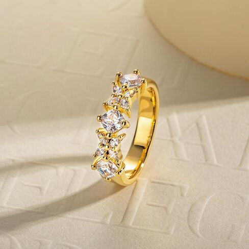 Cubic Zirconia Half Eternity Rings CZ Wedding Bands 5A Grade D Color Lab Grown Diamond Stackable Anniversary Band Ring for Women in Kuwait