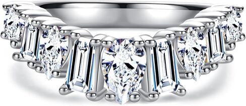Cubic Zirconia Half Eternity Rings CZ Wedding Bands 5A Grade D Color Lab Grown Diamond Stackable Anniversary Band Ring for Women in Kuwait