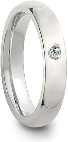 Catalina Diamond Cobalt Wedding Band 4mm | Ring | Cobalt Chrome | 4mm | CZ Diamond Accent | Comfort Fit | Scratch Resistant | Free Size Exchanges | Durable in Kuwait