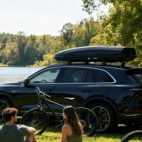 Rooftop Cargo Box Carrier, 19.4 Cubic Hardshell Rooftop Cargo Carrier, Dual-Side Opening, Universal Fit for Cars & SUVs, 165Lbs Weight Capacity with Secure Straps&Keys in Saudi Arabia