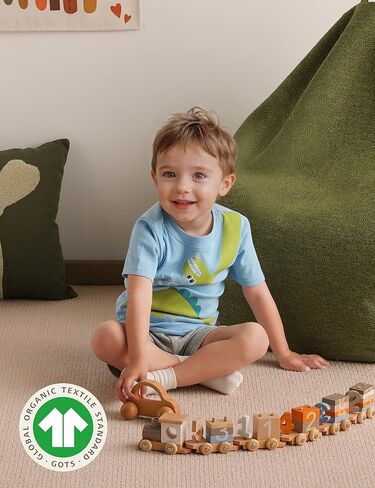 Yoofoss Toddler Pajamas Organic Cotton Baby Girl Boy Pajamas Summer Short Sleeve Kids Clothes Snug Fit Pjs Set 2 Piece in Kuwait