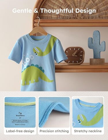 Yoofoss Toddler Pajamas Organic Cotton Baby Girl Boy Pajamas Summer Short Sleeve Kids Clothes Snug Fit Pjs Set 2 Piece in Kuwait