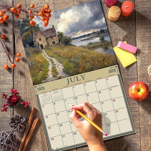 تقويم حائط الريف الإنجليزي القديم لعام 2026 مقاس 16 شهرًا مقاس X-Large 14x22، من شركة The KING Company-Monster Calendars in Kuwait