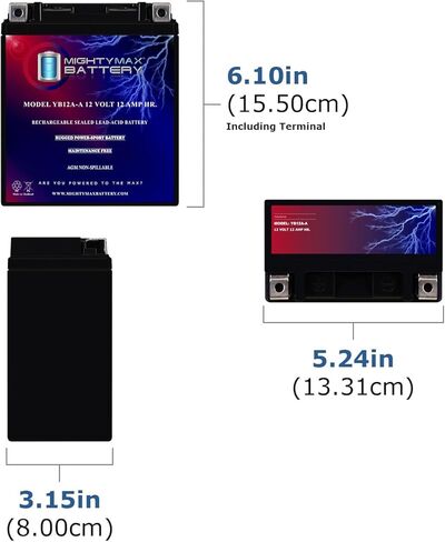 بطارية بديلة من مايتي ماكس YB12A-A 12V 12AH لـ Yuasa YUAM2221B 12N12A-4A-1 in Saudi Arabia