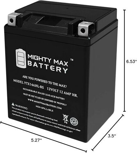 Mighty Max Battery YTX14AHL 12V 12Ah Battery for Kawasaki KZ750, LTD, CSR 1976-1979 in Saudi Arabia
