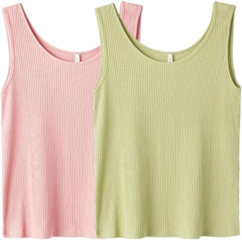 Women's Ribbed Knit Plus Size Tank Top Multicolor Round Neck Sleeveless Shirts Summer Cotton Casual Basic Tanks in Saudi Arabia