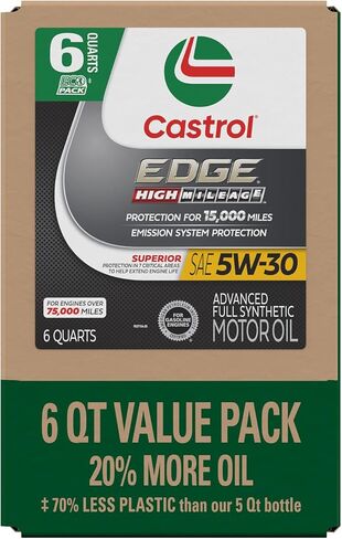 Castrol EDGE High Mileage 5W-30 Advanced Full Synthetic Motor Oil, 6 Quarts EcoPack, 3 Pack in Saudi Arabia