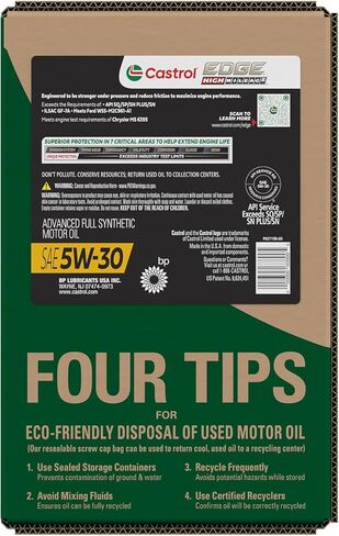 Castrol EDGE High Mileage 5W-30 Advanced Full Synthetic Motor Oil, 6 Quarts EcoPack, 3 Pack in Saudi Arabia