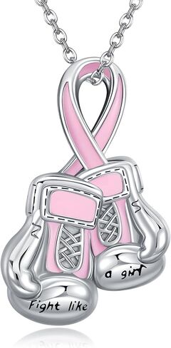 قلادة سرطان الثدي من الفضة الإسترلينية للتوعية بسرطان الثدي، قفاز ملاكمة، مجوهرات هدية للأمهات in Kuwait