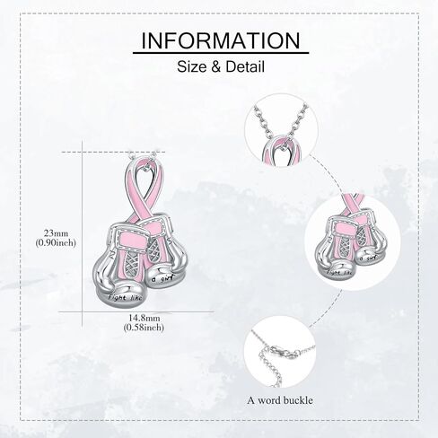 قلادة سرطان الثدي من الفضة الإسترلينية للتوعية بسرطان الثدي، قفاز ملاكمة، مجوهرات هدية للأمهات in Kuwait