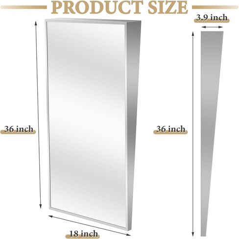 مرآة إمالة ثابتة مقاس 18 بوصة عرض × 36 بوصة ارتفاع 304 إطار من الفولاذ المقاوم للصدأ مرآة إمالة ذات موضع ثابت لتطبيقات الحمام الخاصة بالمعاقين in Kuwait