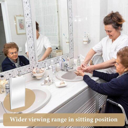 مرآة إمالة ثابتة مقاس 18 بوصة عرض × 36 بوصة ارتفاع 304 إطار من الفولاذ المقاوم للصدأ مرآة إمالة ذات موضع ثابت لتطبيقات الحمام الخاصة بالمعاقين in Kuwait