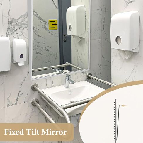 مرآة إمالة ثابتة مقاس 18 بوصة عرض × 36 بوصة ارتفاع 304 إطار من الفولاذ المقاوم للصدأ مرآة إمالة ذات موضع ثابت لتطبيقات الحمام الخاصة بالمعاقين in Kuwait